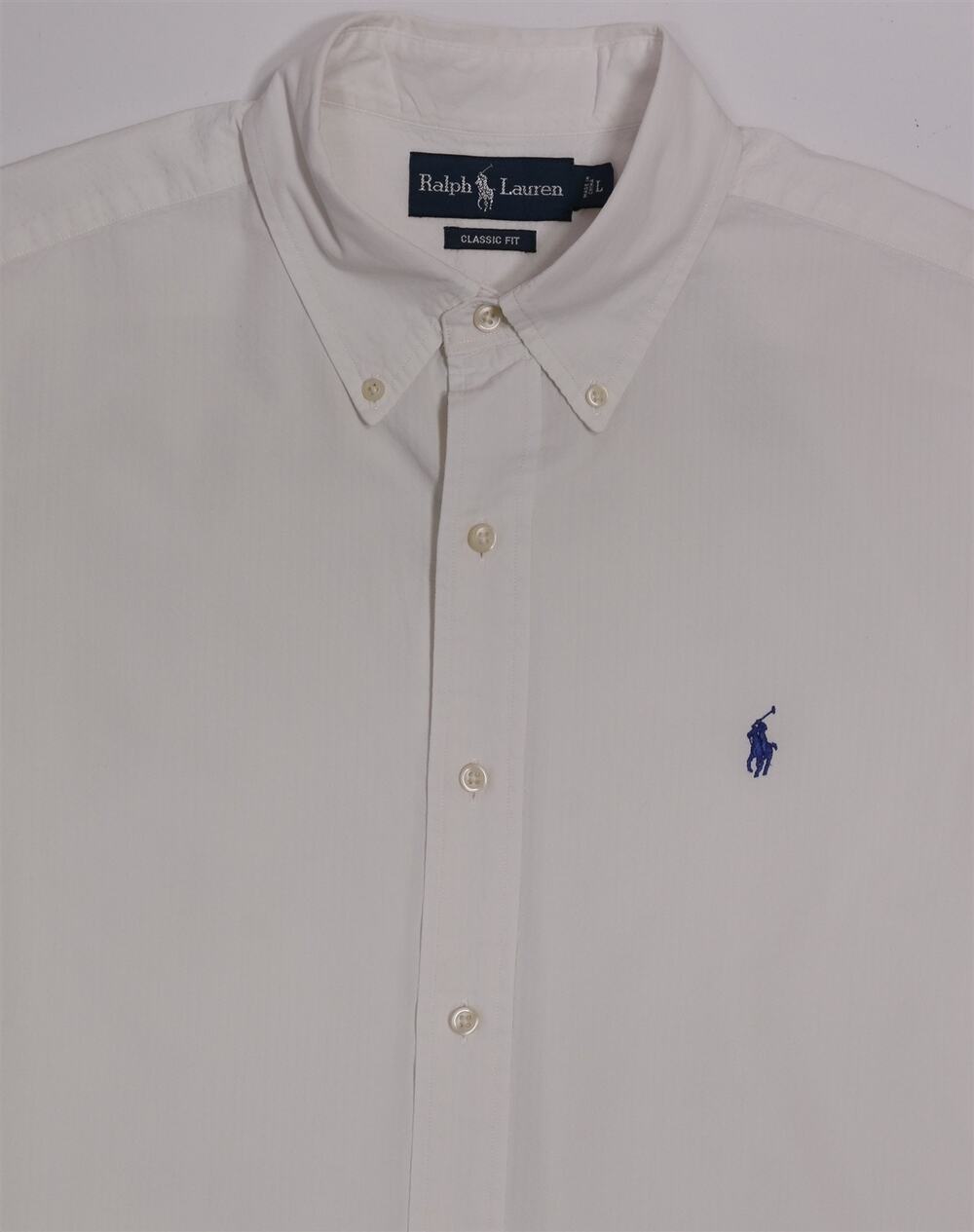 Ralph Lauren White Seersucker Classic Fit Short Sleeve Button-Up Shirt Large